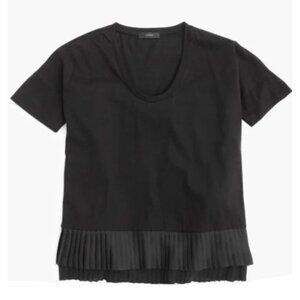 J. Crew Pleated Chiffon Hem Stretch Top Size XL Oversize Lagenlook Boxy Capsule
